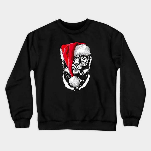 Santa Tiger Portrait Wild Christmas Animal lovers Zoo Keeper gift Crewneck Sweatshirt by wilsigns